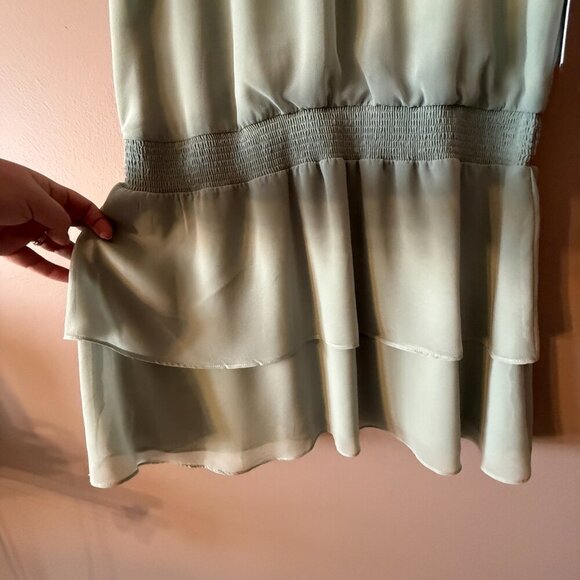 Women's L NWT 1. STATE. Smocked Mock Neck Dress Flutter Sleeve Mini - Picture 7 of 10